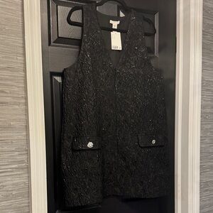 H&M Black Textured Mini Dress